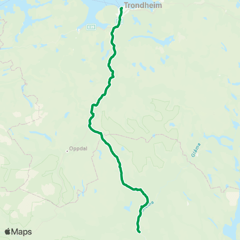 Innlandstrafikk Tynset - Trondheim map