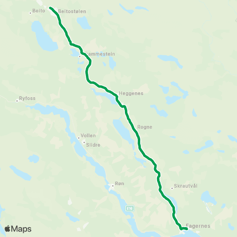 Innlandstrafikk Fagernes-Beitostølen map