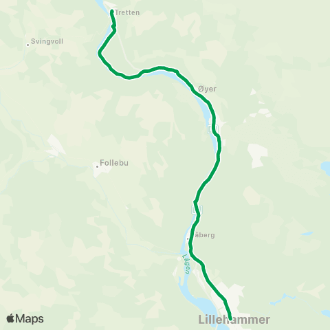 Innlandstrafikk Lillehammer - Øyer - Tretten map