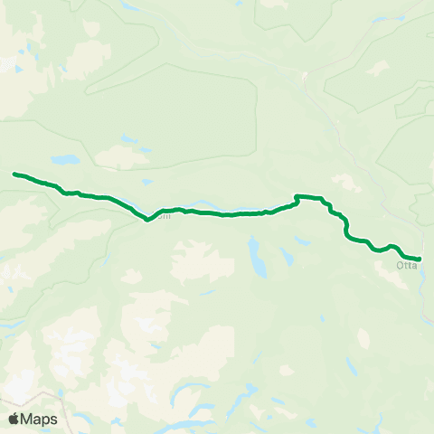 Innlandstrafikk Otta - Bismo map