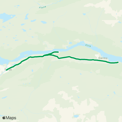 Innlandstrafikk Lom - Byre map