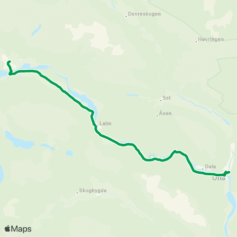 Innlandstrafikk Vågåmo-Sjårdalen-Otta map