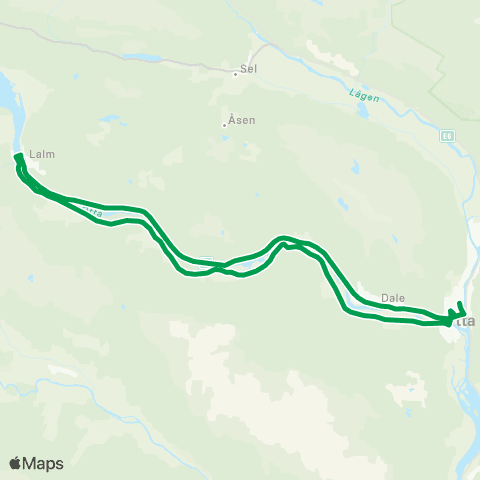 Innlandstrafikk Otta - Lalm - Otta map