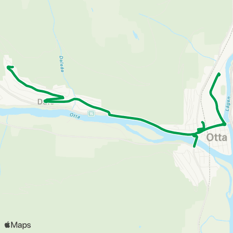 Innlandstrafikk Dahlelia - Otta map