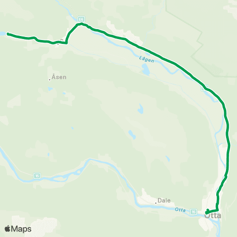 Innlandstrafikk Otta-E6-Nord-Sel map
