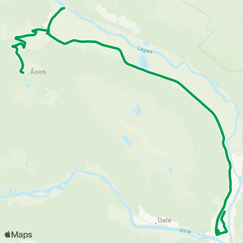 Innlandstrafikk Otta - Tolstadåsen map