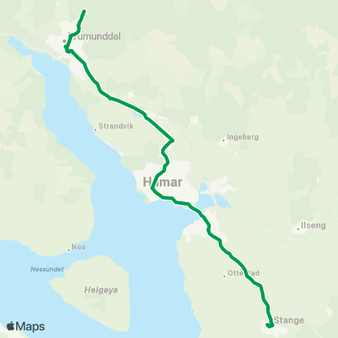 Innlandstrafikk Stange-Hamar-Brumunddal map