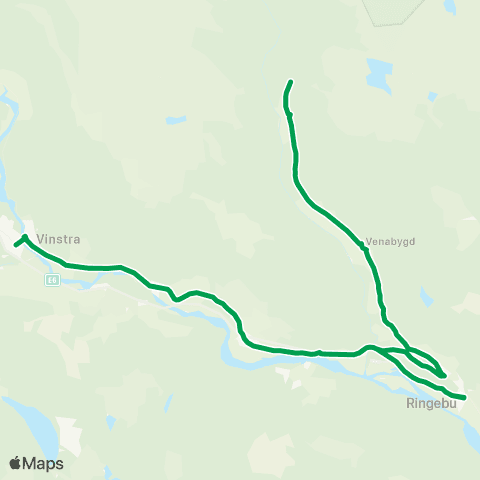 Innlandstrafikk Hovde - Ringebu - Vinstra map