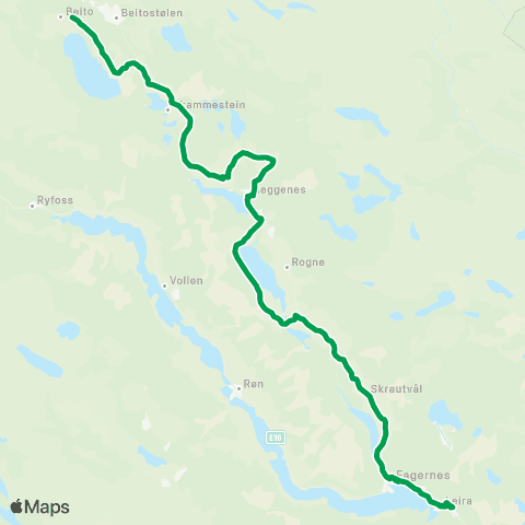 Innlandstrafikk Fagernes - Beitostølen map