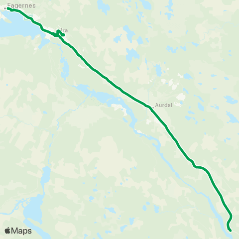 Innlandstrafikk Fagernes skysstasjon - Bagn map
