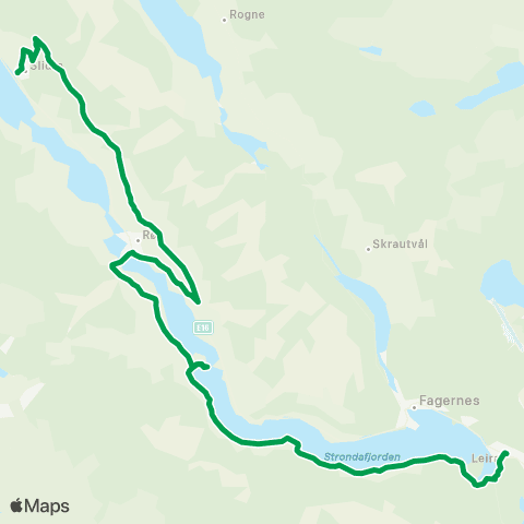 Innlandstrafikk Fagernes-Vaset / Ulnes / Fodnes map