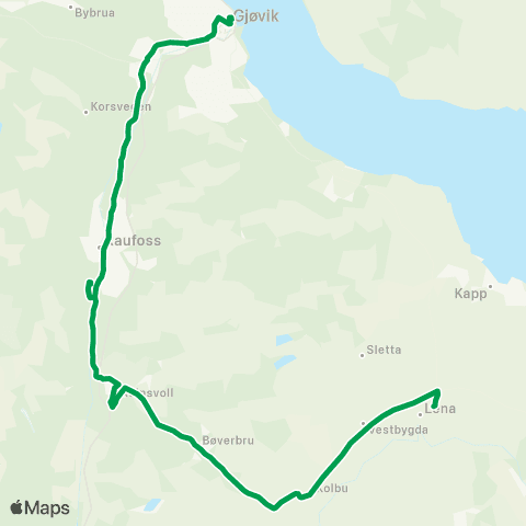 Innlandstrafikk Gjøvik-Raufoss-Reinsvoll-Lena map