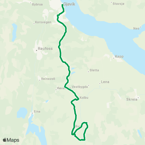 Innlandstrafikk Møllerhagen-Lund-Landh.-Gjøvik map