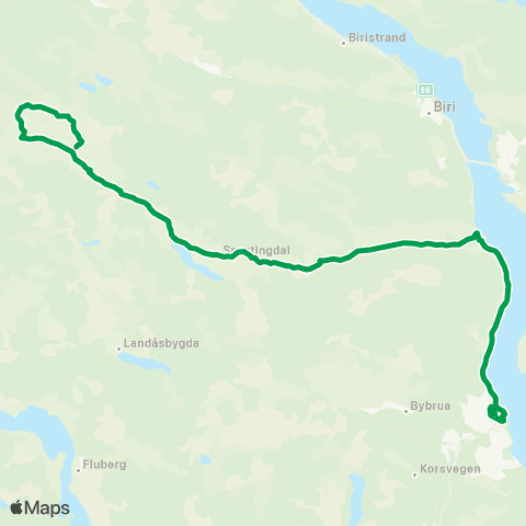 Innlandstrafikk Kjerringelv-Snertingdal-Gjøvik map