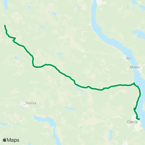 Innlandstrafikk Nysætra-Snertingdal-Gjøvik map