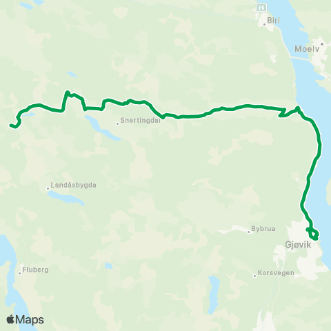 Innlandstrafikk Forbrukslaget-Øvre veg-Gjøvik map