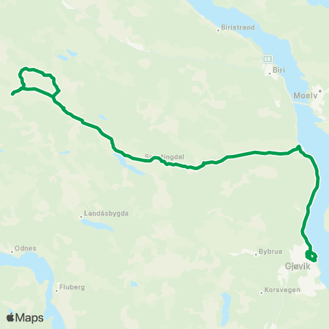 Innlandstrafikk Snertingdal-Gjøvik map