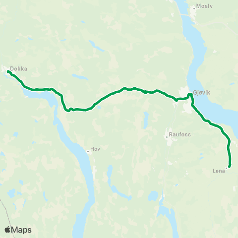 Innlandstrafikk Lena / Raufoss / Gjøvik - Dokka map
