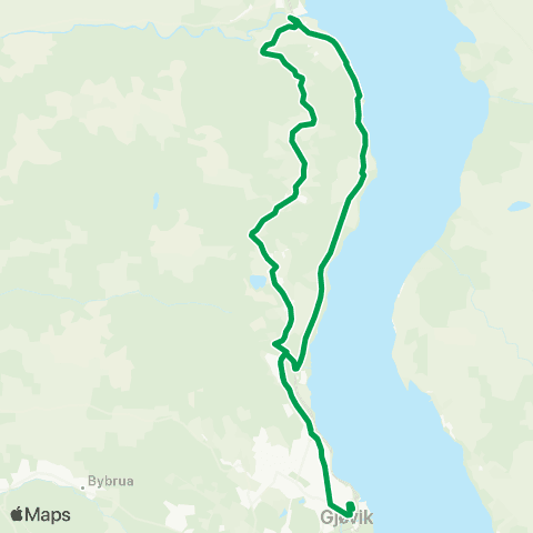 Innlandstrafikk Gjøvik-Koll-Stokke-Gjøvik map
