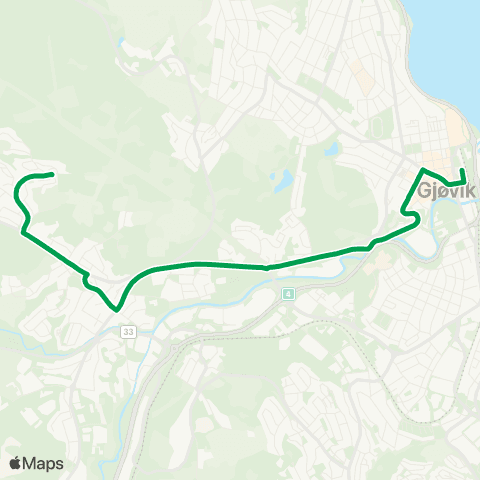 Innlandstrafikk Øverbymarka - Gjøvik skysstasj map