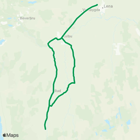 Innlandstrafikk Børsvoll-Blilie-Kolbu-Lena map