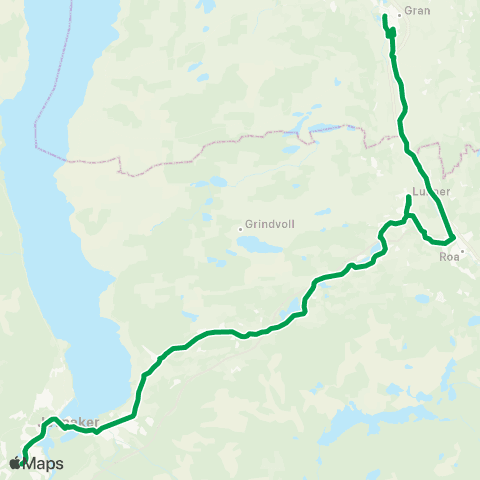 Innlandstrafikk Gran-Lunner-Olimb-Jevnaker map