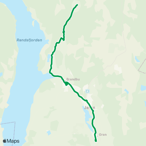 Innlandstrafikk Brandbu-Hennung map