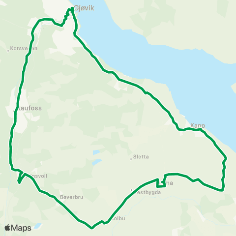 Innlandstrafikk Lena-Raufoss-Gjøvik-Kapp-Lena map