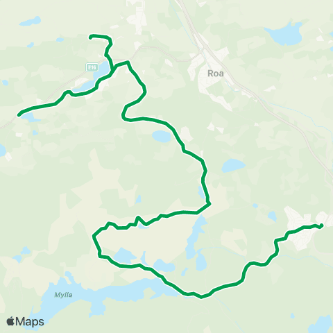 Innlandstrafikk Lunner-Mylla-Grua map