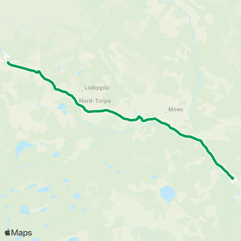 Innlandstrafikk Torpa skole-Hugulia map