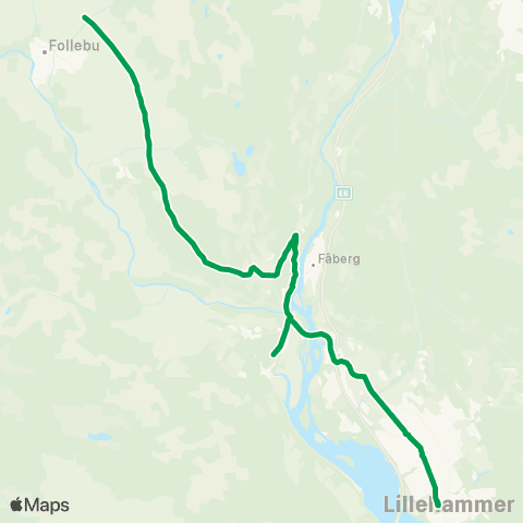 Innlandstrafikk Bleken - Lillehammer skysstasj map