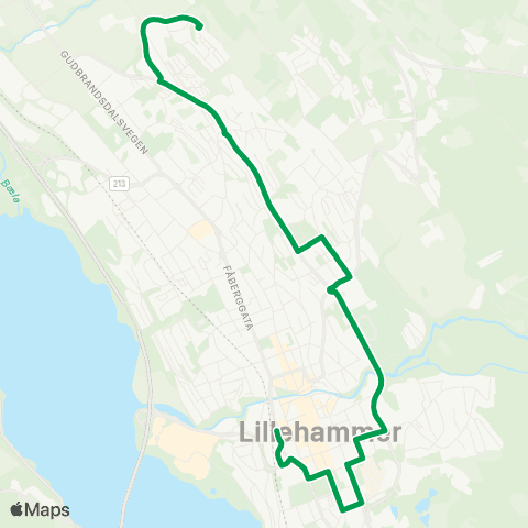 Innlandstrafikk Lillehammer skysstasjon - Ekro map