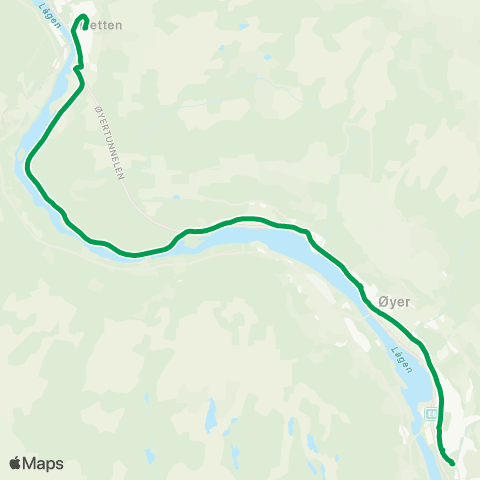 Innlandstrafikk Øyer ungdomsskole Lundstad - T map