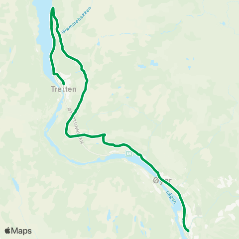 Innlandstrafikk Øyer U.skole - Tretten map