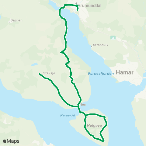 Innlandstrafikk Brumunddal - Nes - Helgøya map