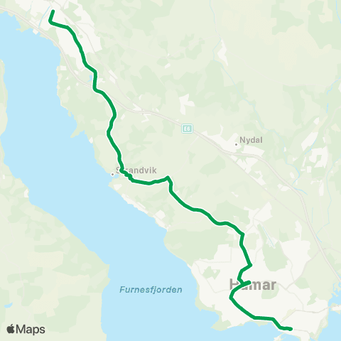 Innlandstrafikk Hamar - Jessnes - Brumunddal map