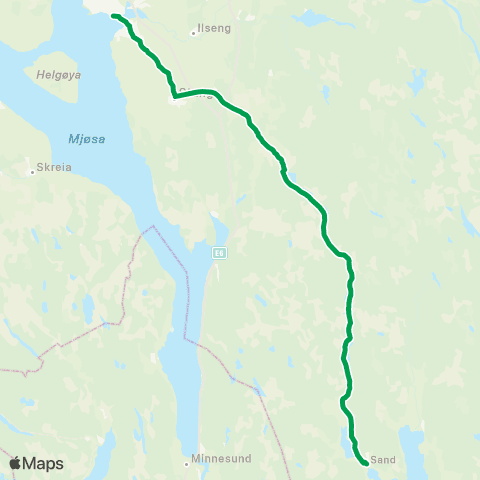 Innlandstrafikk Sand - Hamar map
