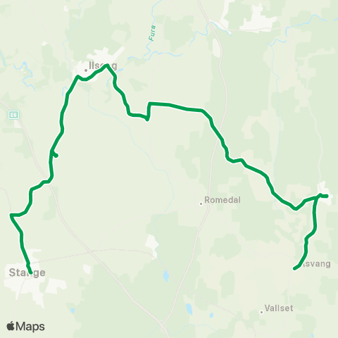 Innlandstrafikk Åsbygda-Ilseng-Stange-Romedal map