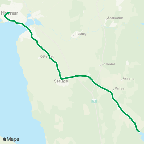 Innlandstrafikk Stange - Vallset - Støa map