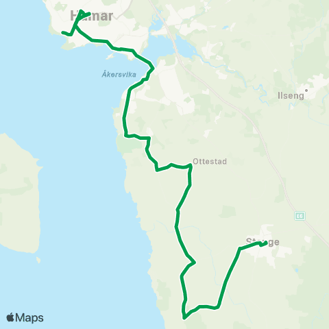 Innlandstrafikk Stange - Vestbygda - Hamar map