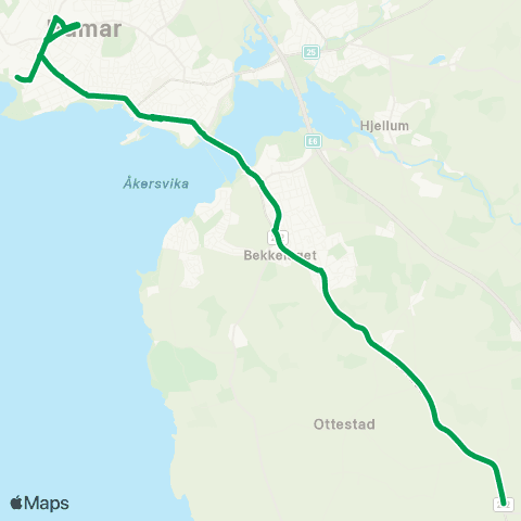 Innlandstrafikk Hamar - Stange map