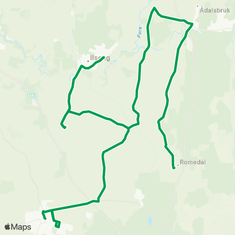 Innlandstrafikk Nyhuset - Breidablikk - Stange map