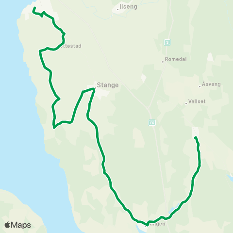 Innlandstrafikk Vallset-Tangen-Stange-Steiners map