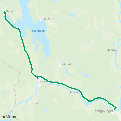 Innlandstrafikk Kongsvinger - Skarnes E16 map