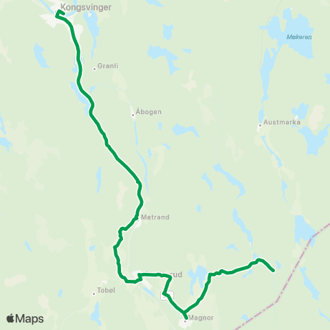 Innlandstrafikk Kongsvinger-Skotterud-Finsrud map