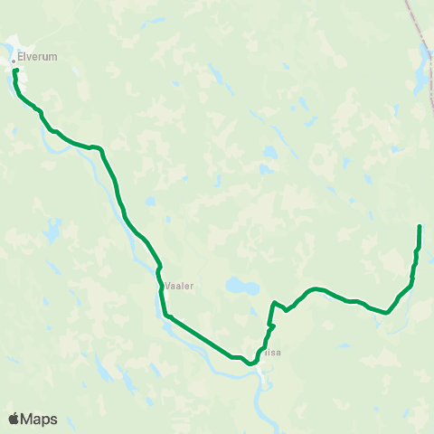 Innlandstrafikk Kongsvinger - Flisa - Elverum map