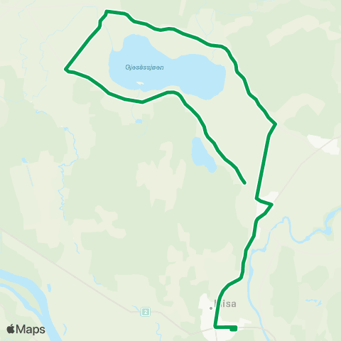 Innlandstrafikk Gjesåsen - Flisa - Gjesåsen map