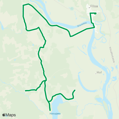Innlandstrafikk Flisa - Eierholen map
