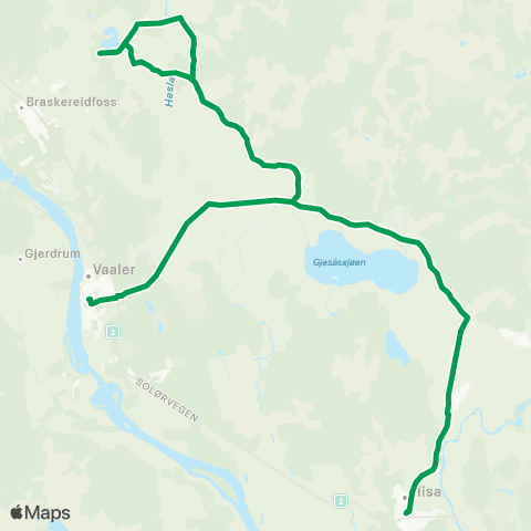 Innlandstrafikk Våler - Tøråsen map