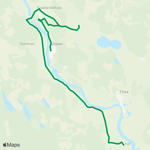 Innlandstrafikk Våler u.sk - Nordhagen sk-Grønn map